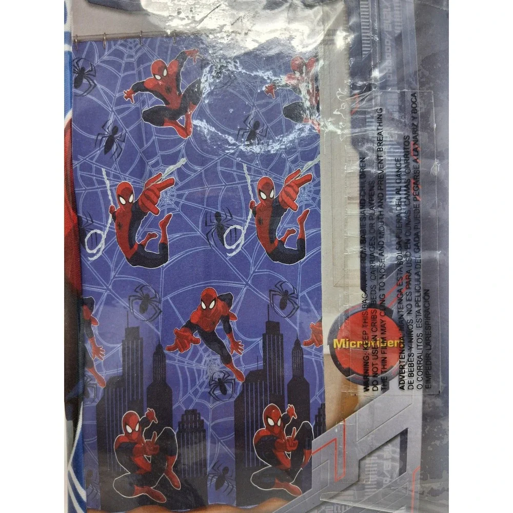 Marvel Ultimate Spider-Man Microfiber Shower Curtain Blue 72x72 New